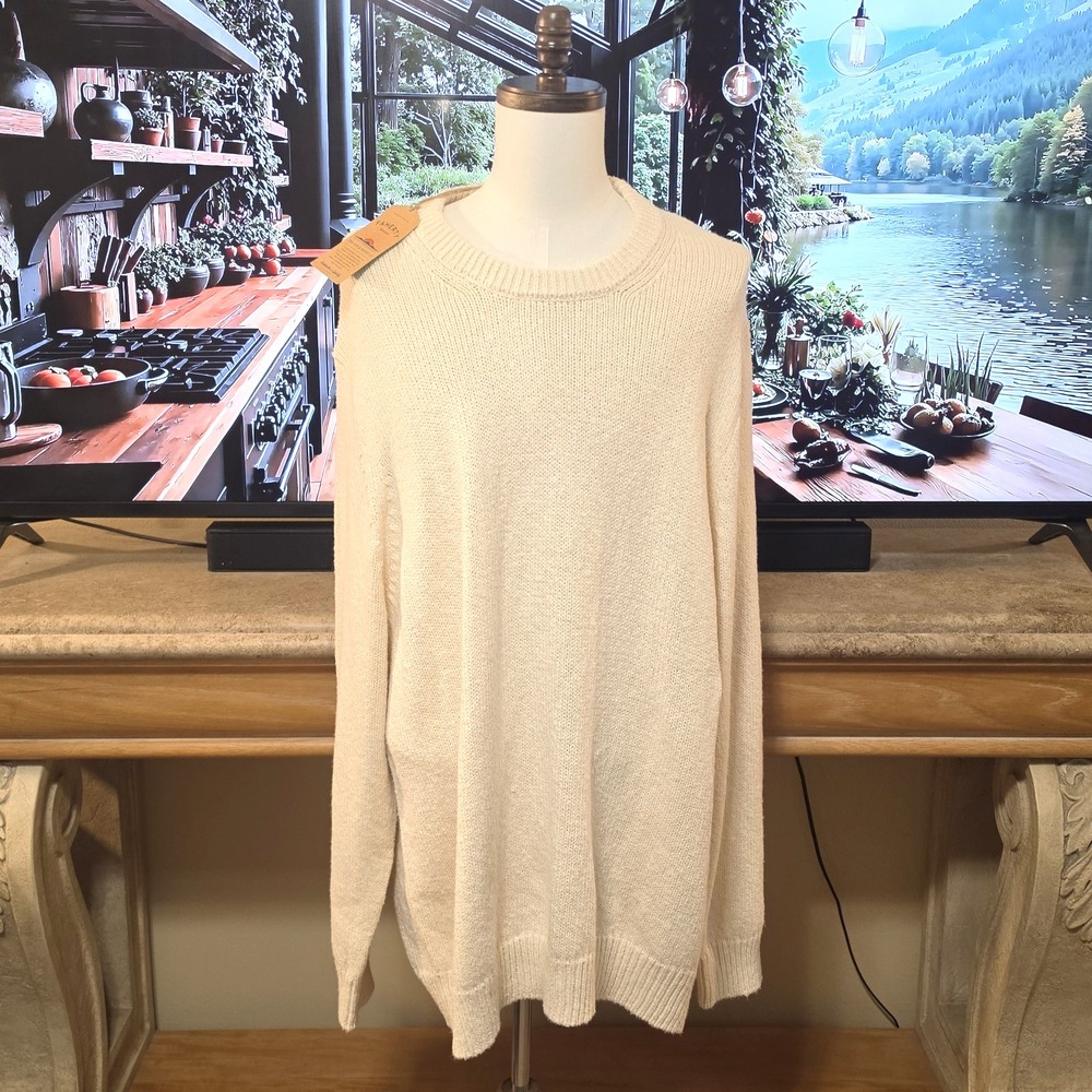 FAHERTY Mens 5XL Crewneck Sweater Sweatshirt Organic Cotton Beige NWT! - $268
